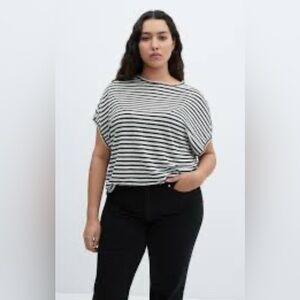 Mango Striped Black and White Women's Top